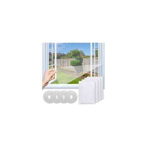 Moustiquaire Fenêtre Découpable, Lot De 4 Moustiquaire Fenêtres Filet Écran Insecte, Amélioré Moustiquaire Anti-Insectes Mouches Avec Bande Adhésive Maille Fine Ecran Fenêtre Transparente 130 (1/5)
