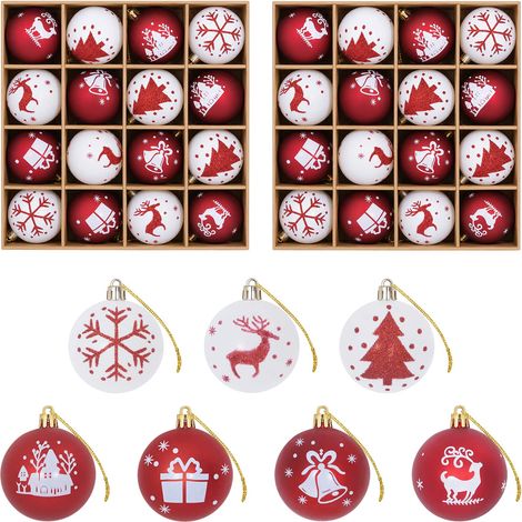 Christmas Ball Set 32 pcs Red and White Ø 6 cm Plastic vidaXL (1/5)