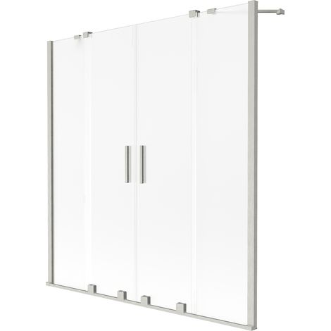 Mexen Velar Duo Badewannenabtrennung 2-flügelig verschiebbar 160 x 150 cm, satiniert, gebürsteter Nickel - 896-160-000-32-97 (1/2)