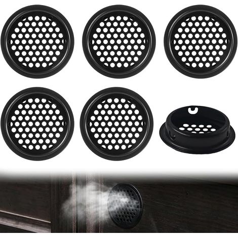 Stainless Steel Round Air Vent Grille for Kitchen, Cabinet (Black/53mm) (1/5)