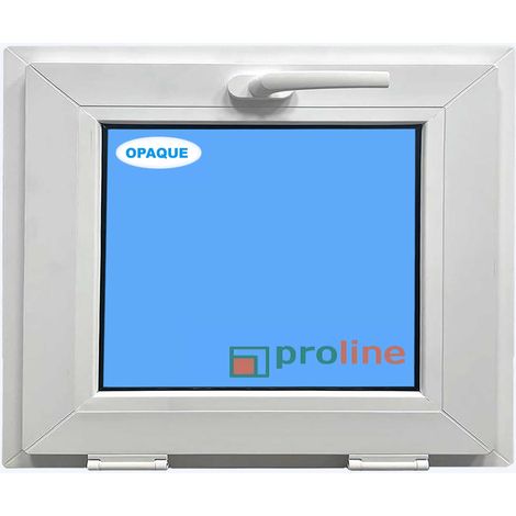 Eco-Blu – Fenêtre PVC 500 mm x 600 mm blanc – À soufflet abattant – Verre dépoli double vitrage – Isolation thermique et acoustique optimale (1/9)
