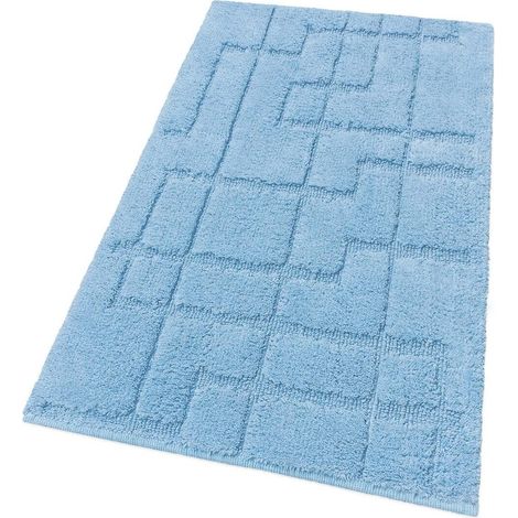 Tappeto Bagno Puro Cotone Morbido 3D Camera Sendiletto Elegante Lavabile 100% Made In Italy Azzurro - 55x120 cm