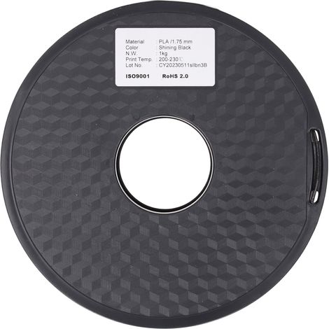Filament imprimante 3D 1.75mm noir brillant souple, bobine propre, consommable PLA flexible pour impression 3D (1/5)
