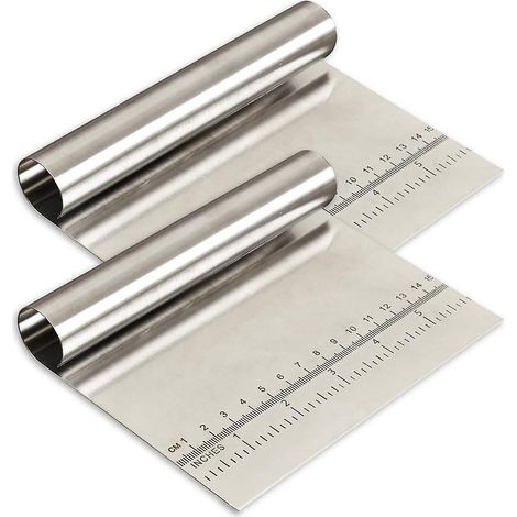 lot De 2 Racloirs Pte En Acier Inoxydable Avec Chelle De Mesure, Coupe-gteau, Coupe-pizza, Sparateur De Pain (1/5)