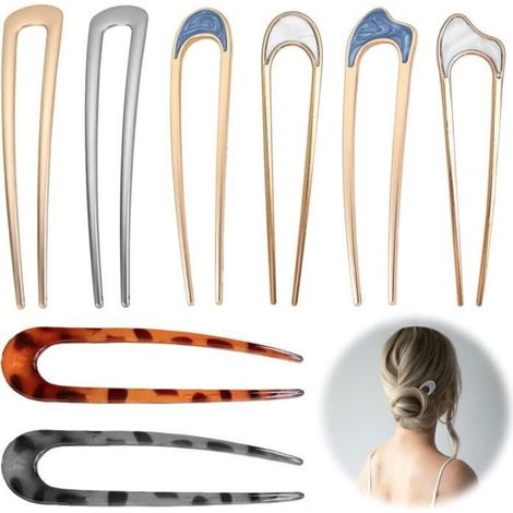 Épingle à Cheveux - Femme - 8 Pièces - Translucide et Métal - Design Chic et Élégant - Réutilisable (1/4)