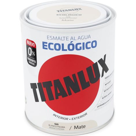 Esmalte al agua ecologico mate 250 ml blanco piedra titanlux (1/2)