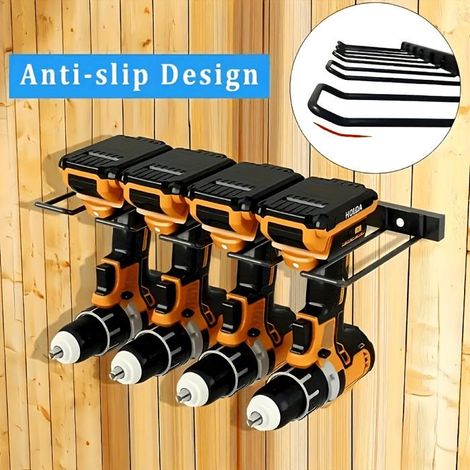 BelleRise - Support de rangement pour outils électriques à un niveau — Porte-perceuse mural et étagère à outils (1/4)