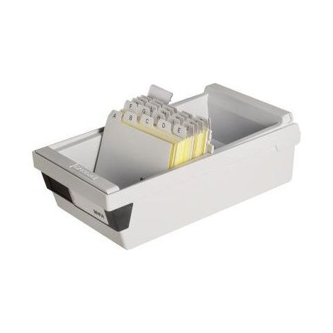 Karteikasten 13,3 x 12,3 x 25 cm (B x H x T) DIN A7 quer 800 Karten Polystyrol lichtgrau 1 Stützplatte (1/4)