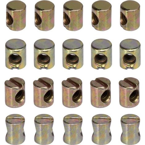 Paquete de 20 tuercas ranuradas M6 para muebles, sillas, camas y cunas. (1/5)