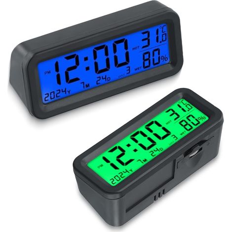 Mini Horloge de Voiture,Mini Horloge Numérique Solaire pour Voiture,Horloges Numérique de Tableau de Bord de Voitures,Affichage LCD Numériques,Date,Température pour Tableau de Bord de Voitures (1/5)