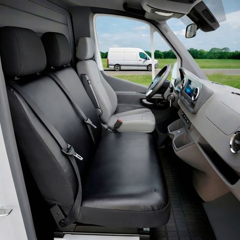 Ford Transit Connect kompatibler Sitzbezug Kunstleder, passgenau für Doppelbank vorne, robuste Sitzbezüge Transporter/Van anthrazit (1/5)