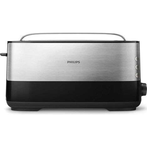 Philips – Grille-pain à fente large 1030W – Fente extra longue pour tous types de pain – Métal et plastique noir – Fonction décongélation - HD2692