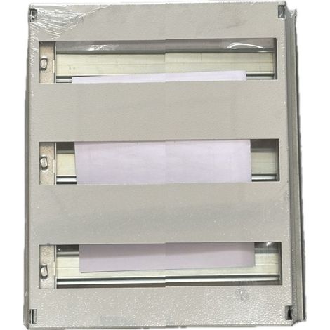 Chassis modulaire rail DIN + plastron 3 rangées de 16.6 modules (50M) entraxe pour équiper coffret 500x400mm GISSEY