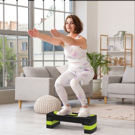 Stepper Stepper aeróbico de Altura Regulable con 3 Niveles (10/15/20 cm) Bicicleta estática de Fitness para Interiores y Exteriores Capacidad de Carga de hasta 150 kg Verde (1/5)
