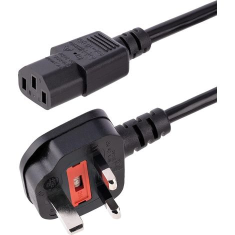 StarTech Câble Alimentation PC RU 1, 8m, BS 1363 vers C13, Noir (PXT101UK) (1/4)
