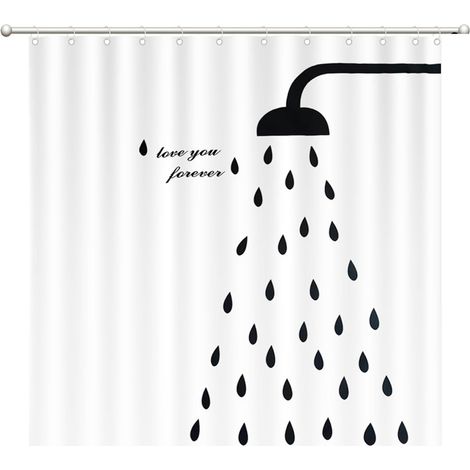 Rideau Douche 180x200 cm, Rideau de Douche Anti Moisissure Tissu Imperméable Lavable Accessoire de Salle de Bain avec 11 Crochets (1/5)