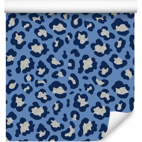 Papier peint imitation cuir bleu et violet, bleu, bleu marine et gris, 50 x 1000 cm (1/5)