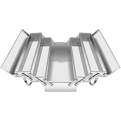 Trois couches Boîtes à outils pliables multifonctionnelles en acier inoxydable pour domestique et professionnel,46x20x19,6cm (1/5)