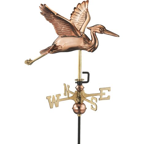Cottage Heron in Flight Copper Weathervane - H54 x W40 x L42 cm