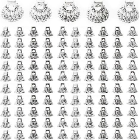 1 Set Ersatzkappen für Christbaumkugeln – 1,3 x 1,3 x 1 cm – Silber (1/2)