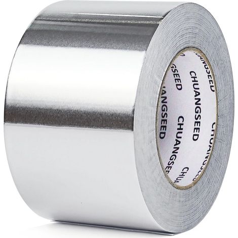 Ruban Adhésif Aluminium,75mmX50m,Bande adhesive aluminium,argent,Isolation thermique,réparationde tuyaux,fixation,ignifuge (1/5)