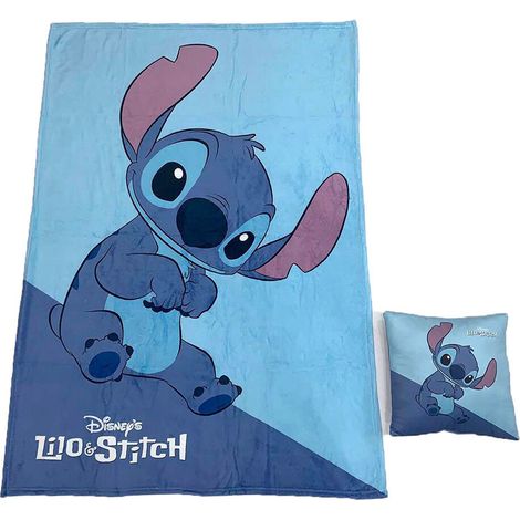 Set manta polar + cojin Stitch Disney