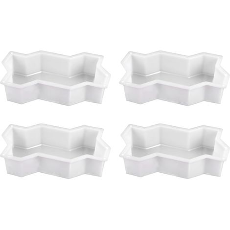 4X Moule de Brique de Pavage en Béton en Plastique de Jardin de Trois Formes D'Onde DIY Moule de Brique de Ciment de Passerelle (1/5)