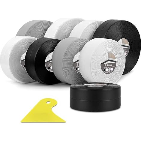Bathroom Seal, 11 m x 38 mm Self Adhesive PVC Waterproof Tape for Bathtub, Bathroom, Kitchen, Toilet, Caulking (Black) (1/5)