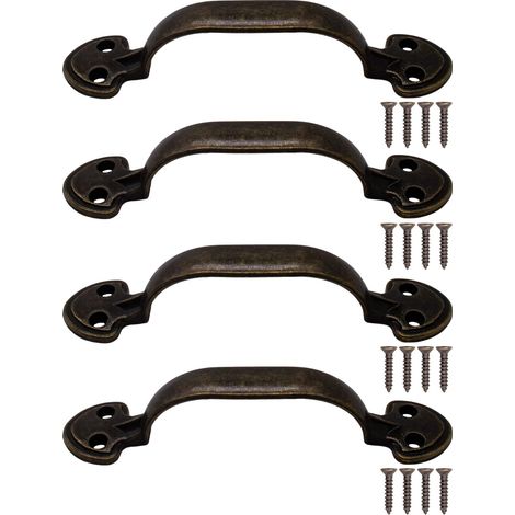 Set di 4 maniglie per mobili antichi in ottone bronzo invecchiato, 115 x 24 mm (1/5)