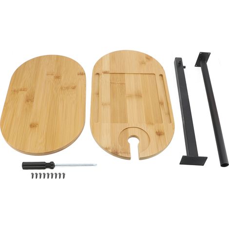 Tablette de bain sur pied, étagère latérale baignoire, bois massif réglable en hauteur, rangement 5 espaces, design stable et élégant pour spa maison (1/5)
