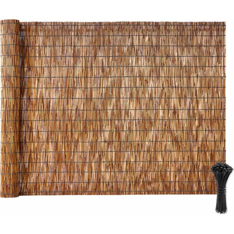 VEVOR Cañizo de Ocultación y Decoración para Jardín, 1,2 x 5 m, Valla Natural para Exterior, Brezo y Mimbre de Cerramiento, con Bridas de Plástico, Pantalla de Privacidad para Terraza Patio Balcón (1/5)