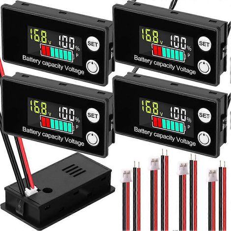 4er-Pack digitaler Batteriemonitor, kompatibel mit Golfwagen 8–100 V, 12 V, 24 V, 36 V, 48 V, 60 V, 72 V, LCD-Display für Marine, Boot/Auto/Motorrad (1/5)