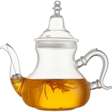 Théière Marocaine en Laiton Poignée en Plastique Pot Oriental Cafetière pour Jus Lait Théière Arabe pour La Maison Thé De L'Après-Midi,1200ml (1/5)