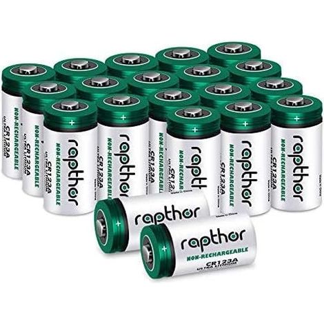 Batterie au Lithium CR123A 3V de 20 1650mAh pour Appareil Photo, Lampe de Poche, Haute capacité avec Protection PTC [Non Rechargeable] (1/5)