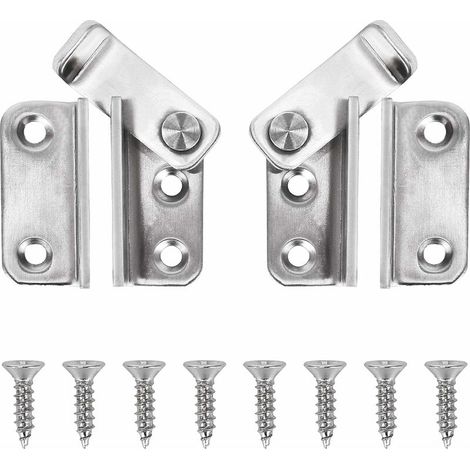 2pcs Loquet Porte Cadenas Moraillon Droite et Gauche Verrou de Porte à Pêne Coulissant en Acier Inox Crochet Antivol Loquet de Verrouillage de Boucle pour Meuble Fenêtre Armoire avec Vis (1/5)