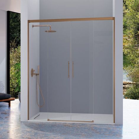 Frontal de ducha 2 Fijos + 2 Puertas Correderas 136-140 cm URBAN Bronce (1/5)