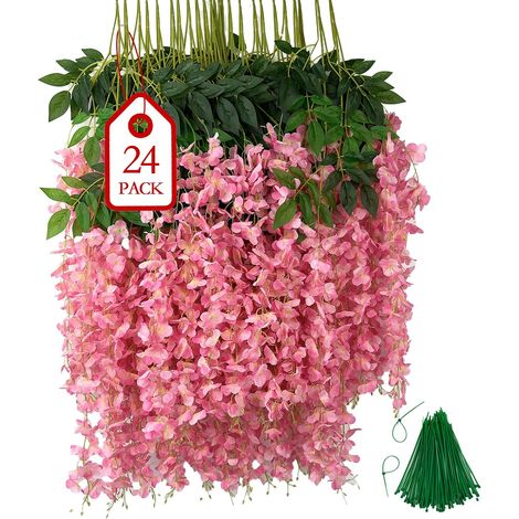 24 Pièces Glycine Artificielle Rose Fleur Artificielle Deco (1/5)