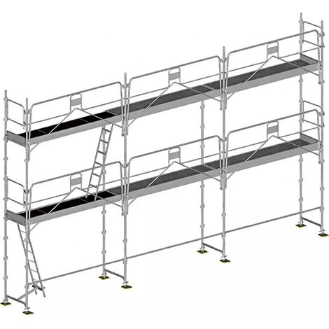 Ponteggio 60m² : Struttura + Piani + Fermapiedi + Parapetto - DUO60GC-SPP (1/4)