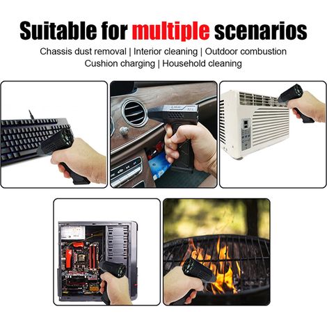Soplador de aire eléctrico de 130.000 rpm: Ventilador turbo inalámbrico con boquilla magnética, 200 W, batería de 3000 mAh, portátil para limpieza de automóviles, ordenadores y entornos industriales ( (1/5)