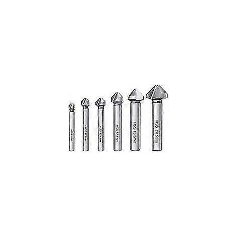 Lot de 6 fraises à chanfreiner HSS 6542, forets coniques à 90°, fraises cylindriques pour ébavurage, pour bois, métal et PVC, machines-outils, diamètres : 6,3/8,3/10,4/12,4/16,5/20,5 mm (1/4)