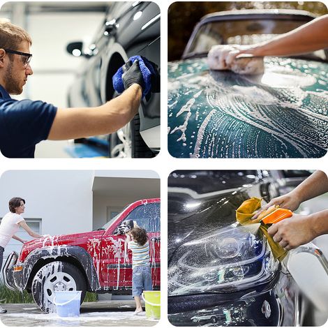 Kits de nettoyage de lavage de voiture, 9 pièces, gants/serviettes/chiffons/tampon applicateur/éponges/brosses à roues pour le lavage. (1/4)