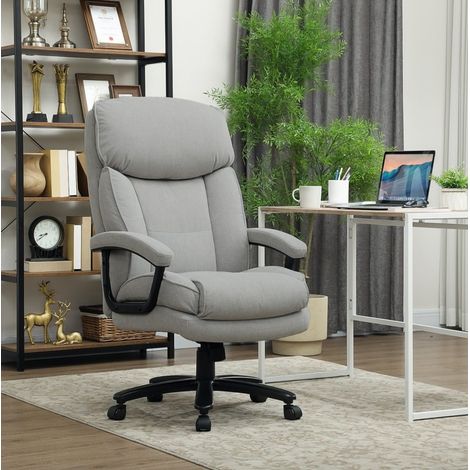 Chaise de bureau haute en polyester gris clair, fonction basculante, pivotante, 68,5 x 79 x 117-125 cm (1/5)