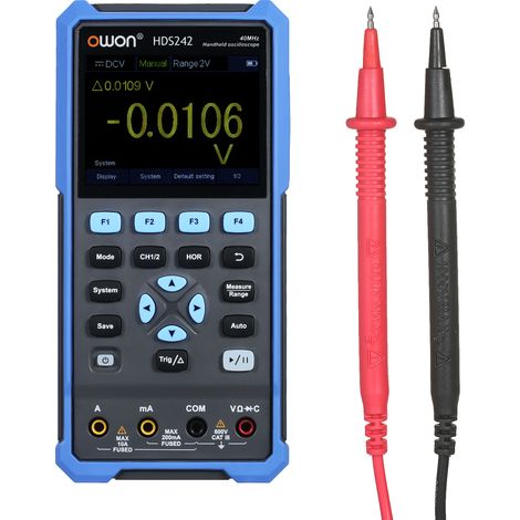 Multimètre oscilloscope portatif 20 000 lectures 2 canaux bande passante 40 MHz HDS242, Noir et bleu, prise UE