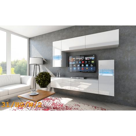 Ensemble meuble TV CONCEPT 31-31-HG-W-2-1A blanc brillant 214 cm (1/2)