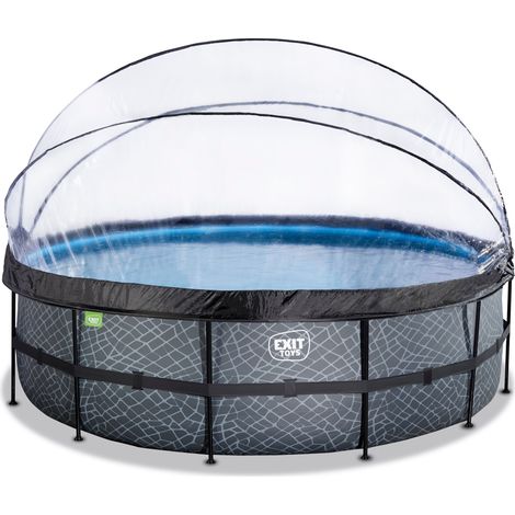 EXIT Stone pool 16ft x 48in with sand filter pump and dome - grey (1/4)