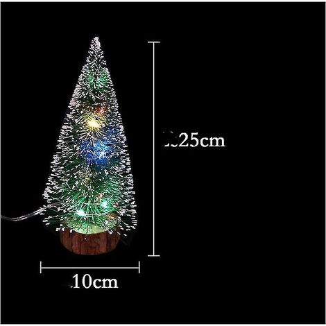 Mini sapin de Noël vert cèdre, guirlande lumineuse LED blanche, décoration de bureau en aiguilles de pin (1/4)