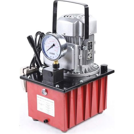 Pompe hydraulique électrique 750 W 220 V - Générateur hydraulique professionnel pour cylindre hydraulique - Double action - Convient pour l'industrie avec manomètre pour levage, pressage (1/5)