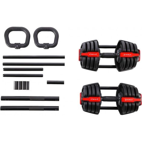HMS SGR18 PRO SET 3en1 - haltères réglables 41 kg, kit de musculation (1/5)