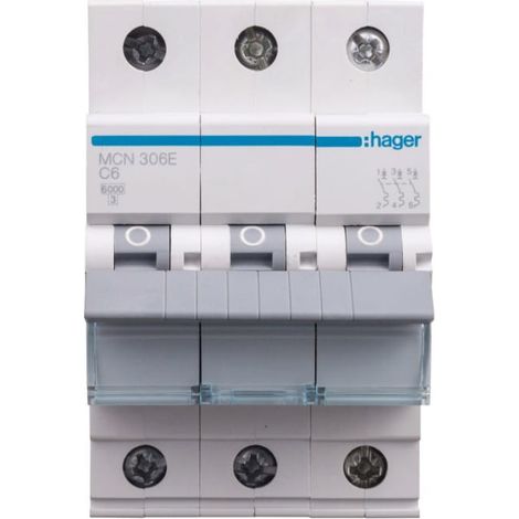 Interruttore automatico 3P C 6A 6kA AC MCN306E