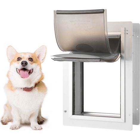 Porte pour animaux, cadre métal 9,29 x 13,19, système à 3 volets avec verrou, facile à installer pour chiens et chats (blanc (1/5)
